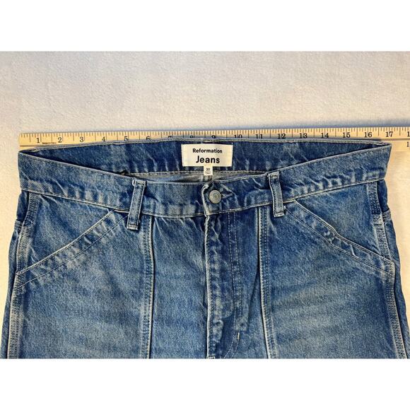 Reformation Denim Kealy Carpenter Utility Jeans 30 High Rise Relaxed Straight - Picture 9 of 13